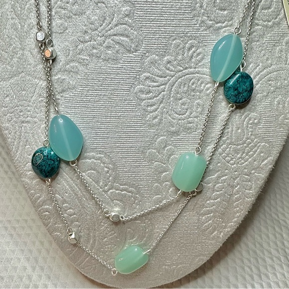 MONET Double Stranded Beaded Necklace with Silver Toned Chain - Picture 3 of 12